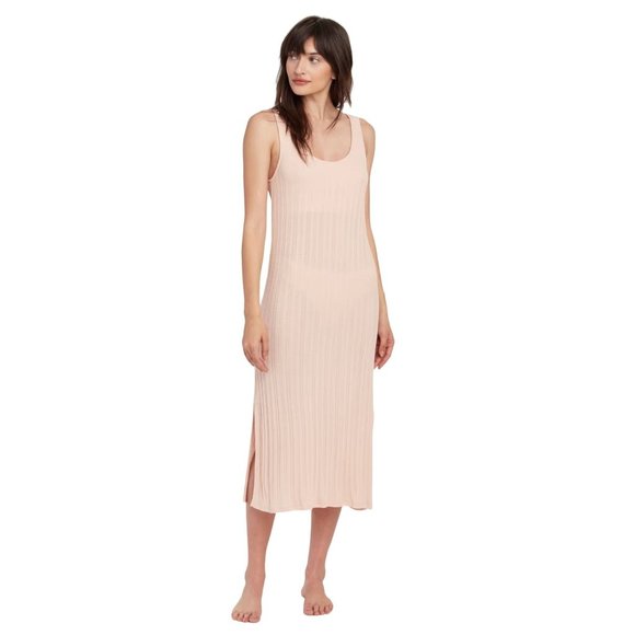Skin Other - NEW SKIN Women Ballet Pink Rozlyn Ribbed Cotton Midi Chemise W/ Shelf Bra Size 2